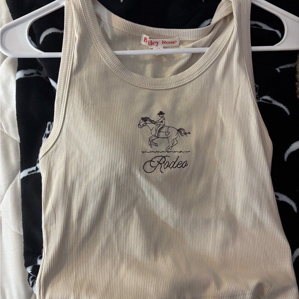 Riley Rose Cream Ribbed 'Rodeo' Tank Top